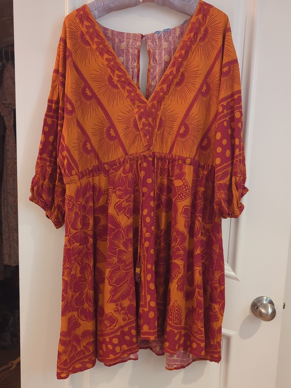 FARM Rio Floral Mini Dress Orange & Red XL